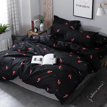 Load image into Gallery viewer, Black Ground And Red Mushroom Double Sided Pillow And Duvet Cover